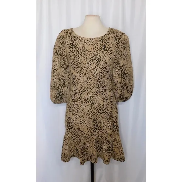 Anthropologie MAEVE Knit Cut-Out Mini Dress Leopard Animal Print Size Party 12 - Image 2