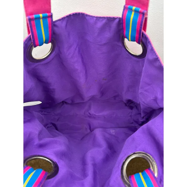 1980s–90s Ralph Lauren Polo Canvas Tote Bag Pink Blue Big Pony Cotton Carryall - Image 12