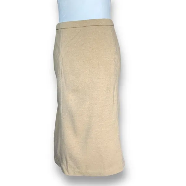 Vintage Bleyle for Hooper Tan Camel Wool Tailored‎ Neutral Midi Skirt - Image 6