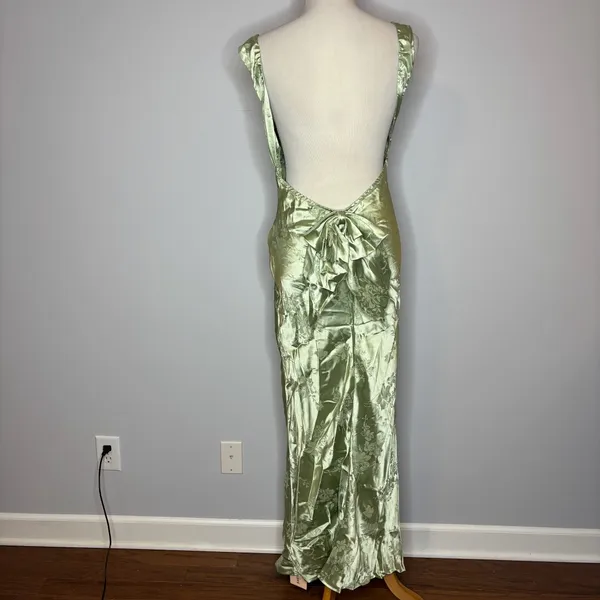 SHEIN - Green Floral Detailed Dress With Open Upper Back - Image 3
