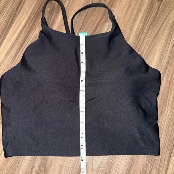 Old Navy PowerSoft High Neck Crop Tank Top Light Support Built In‎ Bra Black L - Image 6