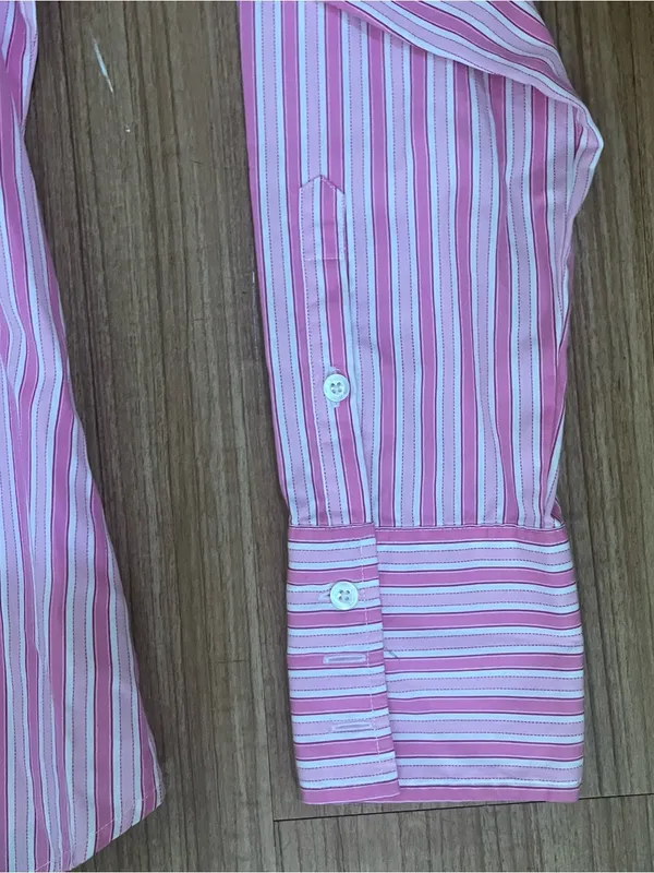 Lilly Pulitzer Pink and White Striped Button-Down Shirt - Image 4