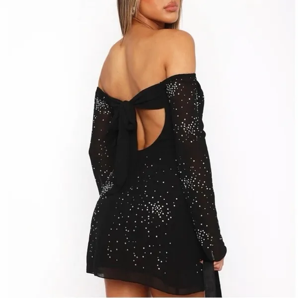 White Fox This Is Me Long Sleeve Embellished Mini Dress Size XS NWT - Image 2