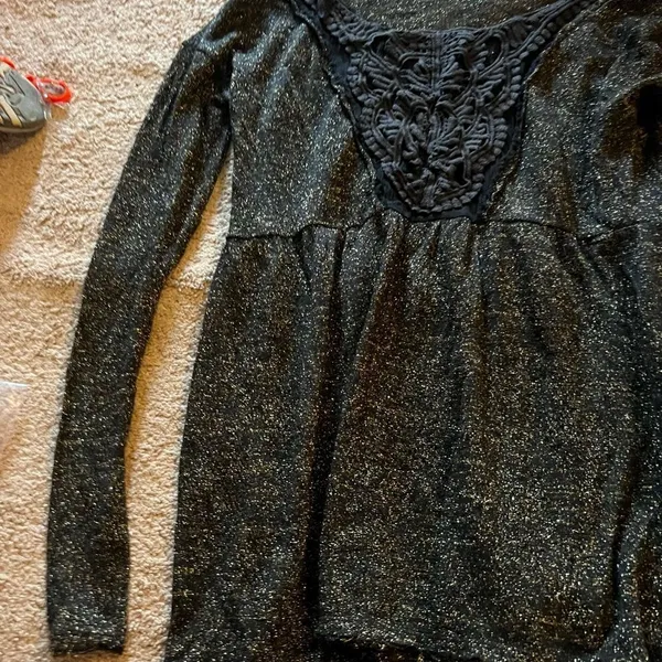 Free people xs black‎ sparkly blouse - Image 10