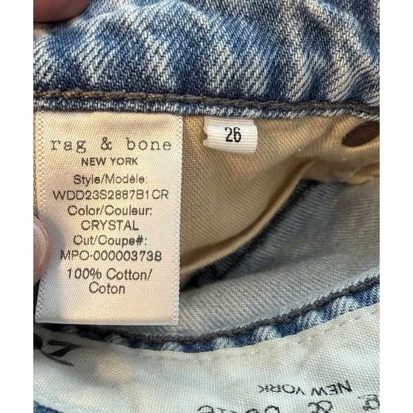 Rag Bone Alissa High Rise Barrel Leg Jeans Sz 26 Light Wash Raw Hem‎ Button Fly - Image 10