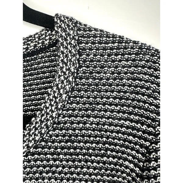 Madewell Size L Women's Pullover Striped Black‎ White Textured Knit Long Sleeve - Image 9