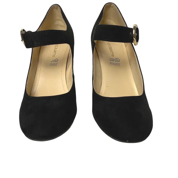 Liz Claiborne Savannah Mary Jane Pump Womens 9 Black Faux Suede 3.5" Heel Buckle - Image 4