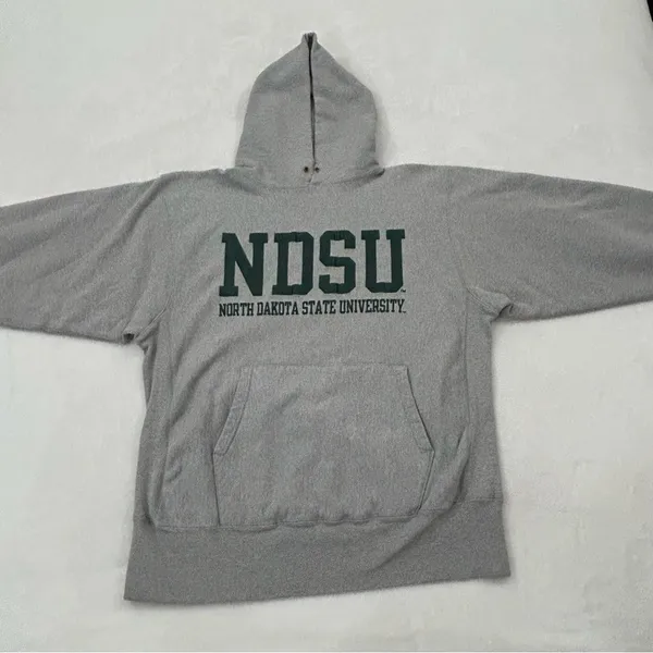 NDSU North Dakota State Champion Life Reverse Weave Gray Hoodie Sweatshirt Men L - Image 3