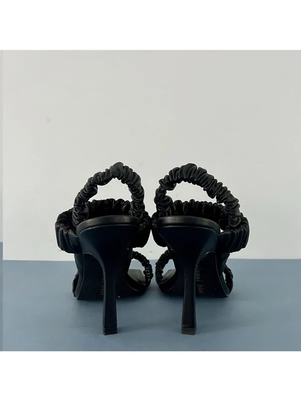 Gianni Bini Vanya Scrunched Square Toe Black Leather Dress Sandal Heels Size‎ 6 - Image 6