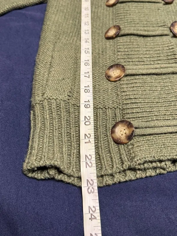 American Eagle Y2K Olive Military Wool Rabbit Hair Knit Cardigan Jacket S - Image 7