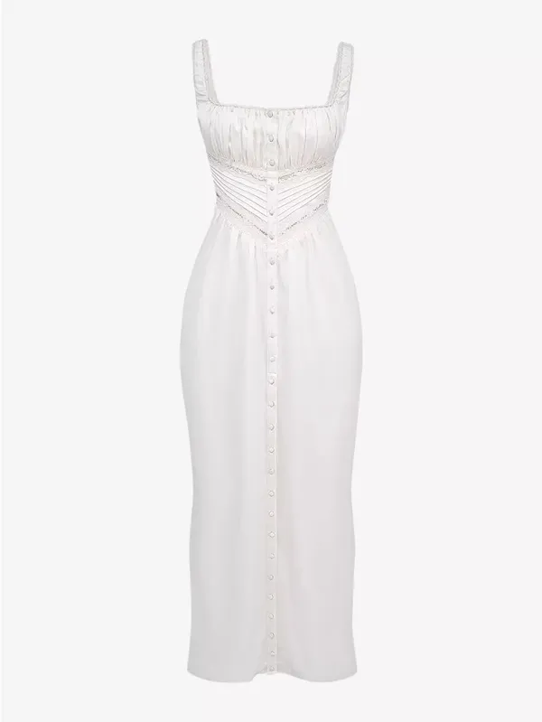 House of CB Illiana scalloped-trim bodice-top stretch-silk maxi dress Large plus - Image 2