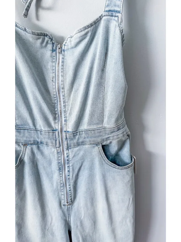Free People We the Free CRVY 2nd Ave One Piece Denim Jumpsuit - Image 12