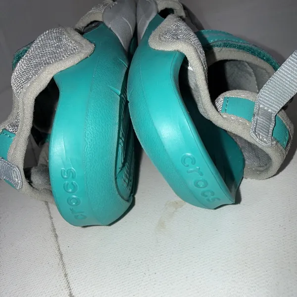 Crocs‎ Swiftwater Mesh Sandals Water Deck Shoes Gray Teal Women's Size 5 - Image 7