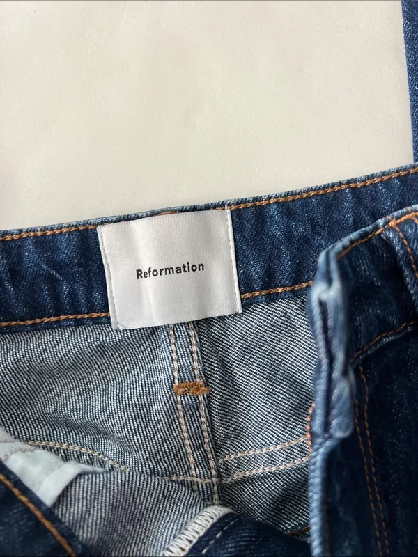 REFORMATION Jax Stretch High Rise Straight Jeans Seneca Dark Wash 26 $178 - Image 7