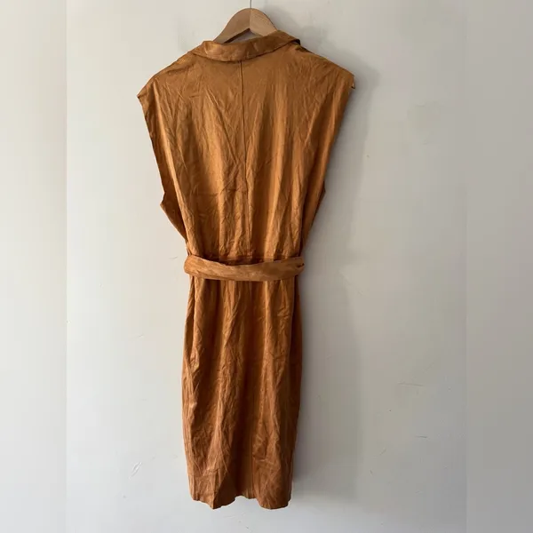 Lulus Brown Brisk Bliss Camel Suede Sleeveless Button‎ Long Trench Coat - Image 10
