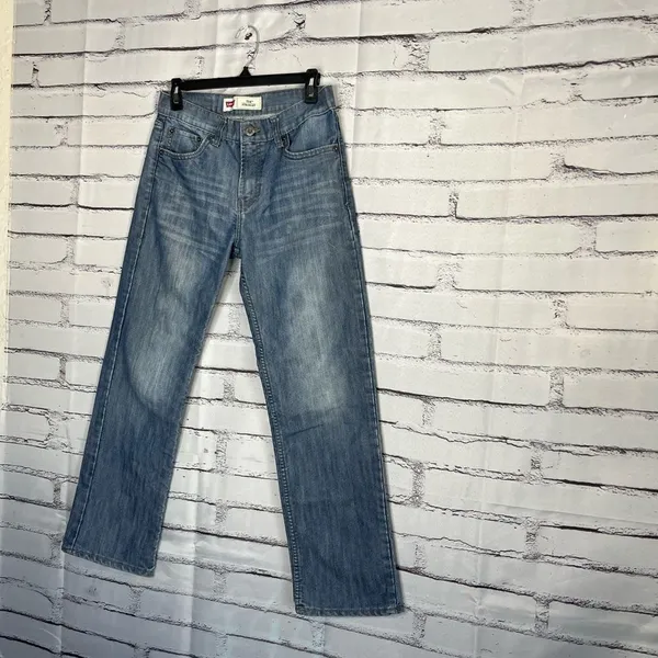 Levi's 514 Blue Straight Leg Jeans Classic SZ 29/29 Bootcut Distressed High Rise - Image 8