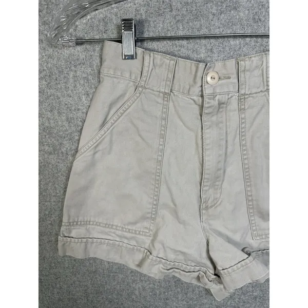 Vintage Abercrombie & Fitch Size 4‎ Cotton Womens Shorts High Waist Beige Mini - Image 5
