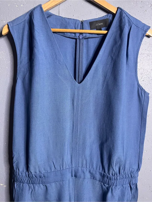 J.CREW Sleeveless Jumpsuit in Blue. SIZE 8 - Image 4