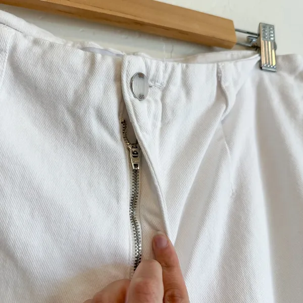 Zara | High‎ Waist Cropped Wide Leg Denim Jeans in White - Image 4
