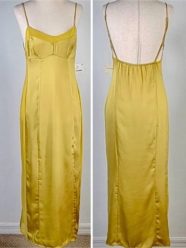 💛FREE PEOPLE City Cool Midi Slip Dress, Boho Chic Yellow Gold Boho Chic SMALL - Image 11