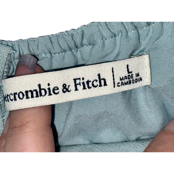 Abercrombie & Fitch Sage Green Babydoll Puff Sleeve Mini Dress Womens Size Large - Image 4