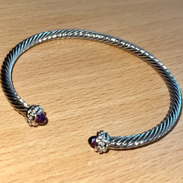 Silver Cable Bracelet with Amethyst Accents - Image 13