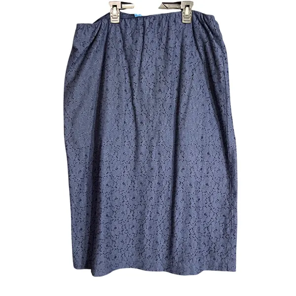 Old Navy Womens Size XL Lace Midi Skirt Arctic Depth Navy Blue Lined Boho Office - Image 3