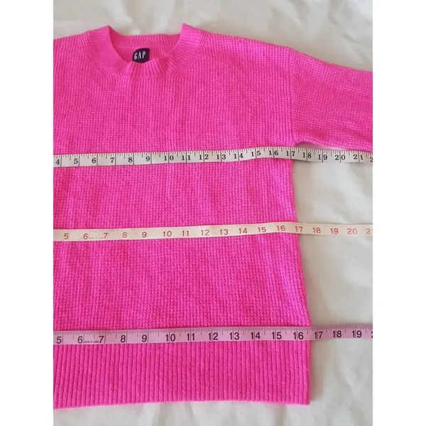 Gap Womens Sweater Size XS Ribbed Waffle Pullover Fuchsia Pink Long Sleeve - Image 10