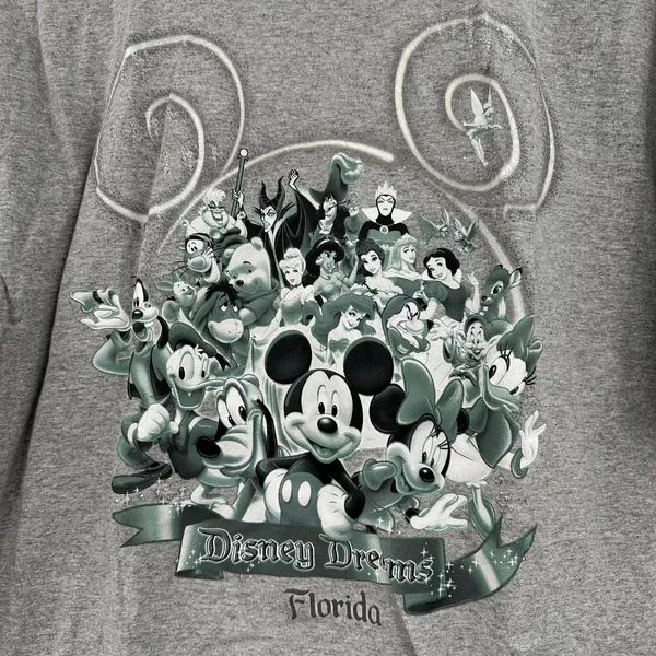 Disney‎ World Size Large Shirt Gray Mickey Minnie Mouse Florida Crew Neck Tee - Image 3