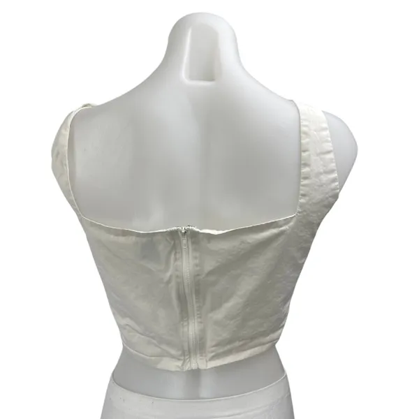 Princess Polly White Sleeveless Zip Cami Camisole Bandeau Crop Tank Top Size 12 - Image 2
