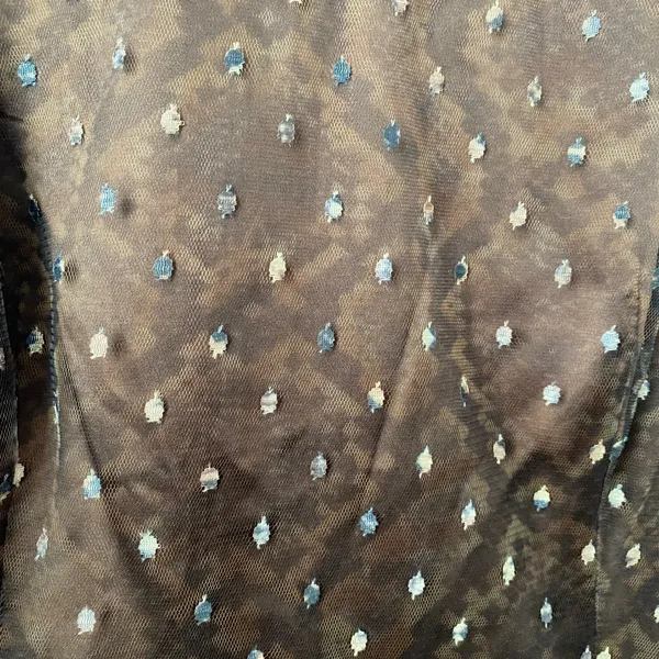 Lily Samii Silk Office Siren MobWife Polka Dot‎ Sleeveless Blouse Brown - Image 4
