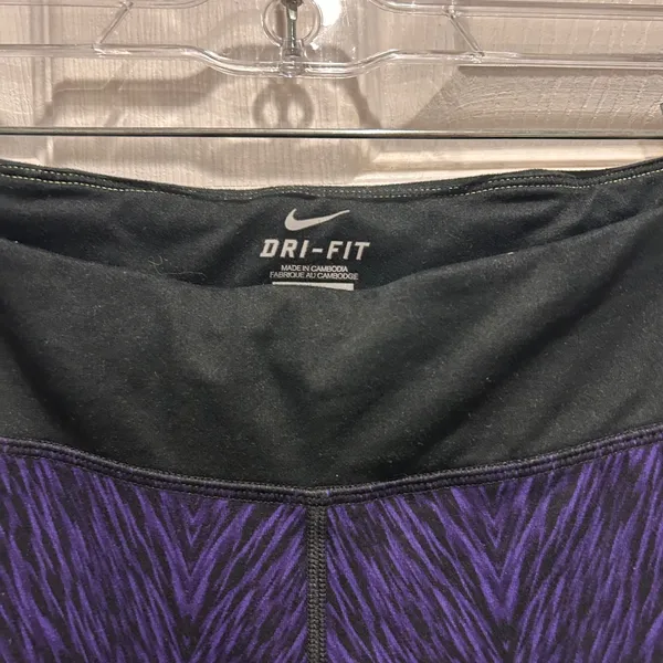 Nike Dri-FIT Women Purple Black‎ Abstract Zebra Print Running Leggings Large - Image 3