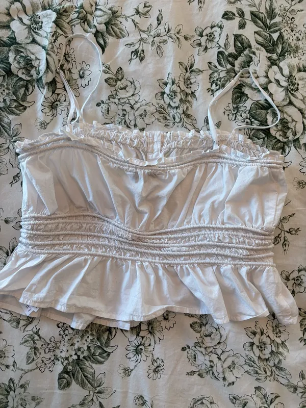 Madewell White Smocked Top - Image 3