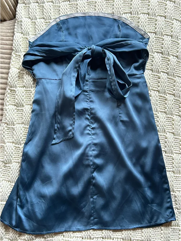Cider Short Blue Satin Dress - Image 3