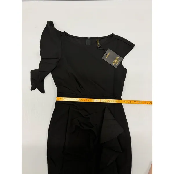 WOOSEA Womens Black High Split Ruffle Bodycon Evening Gown Dress Size S NWT - Image 9