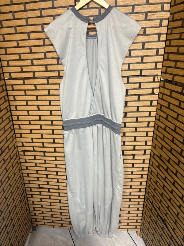 Taupe barrel leg jumpsuit size large Gray - Image 2