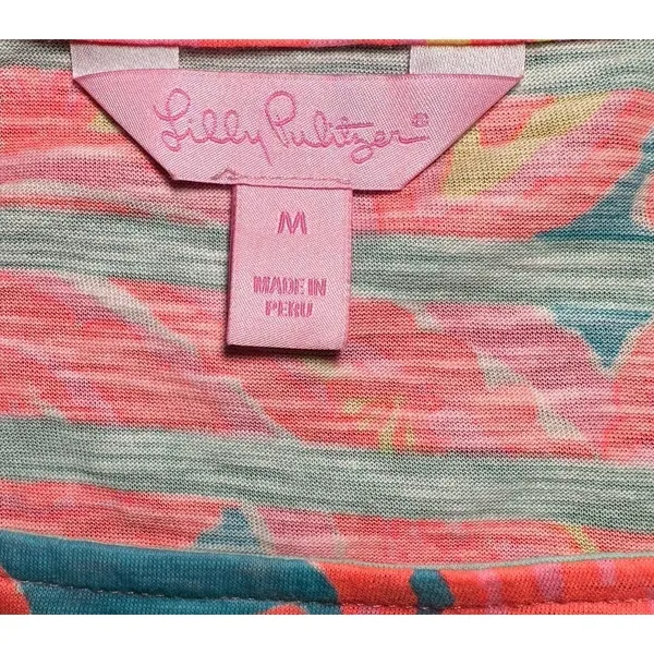 Lilly Pulitzer Cotton Carmine Dress Make a Splash Striped Floral Womens Medium - Image 9