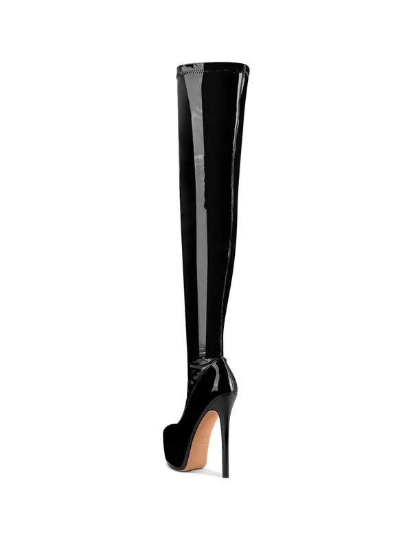 Over the Knee Boots,Women's Thigh High boots Stiletto Heel Zipper Round Toe Boots Unisex Party Boots - Image 5