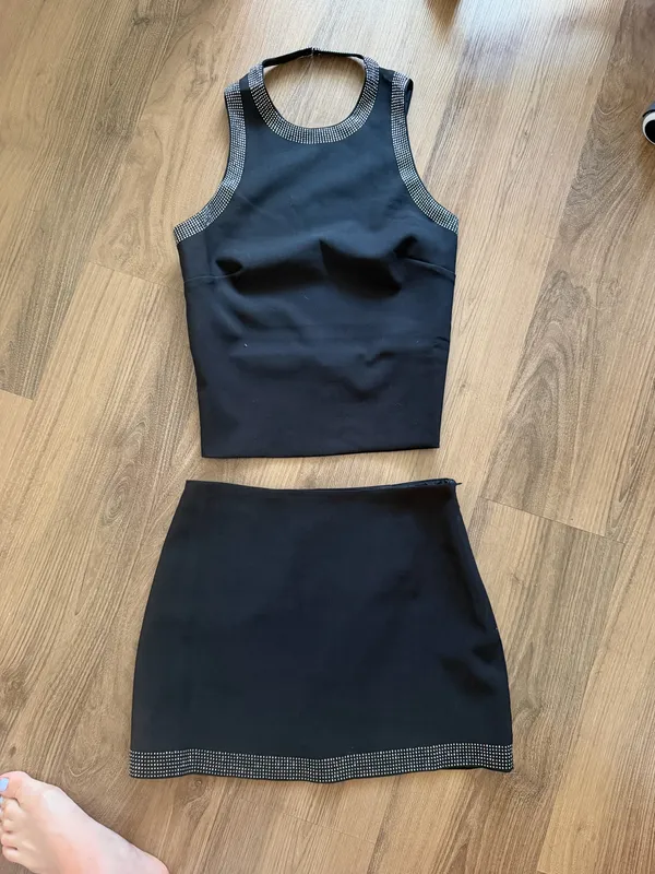 Black Skirt Set with Sequins - Image 3