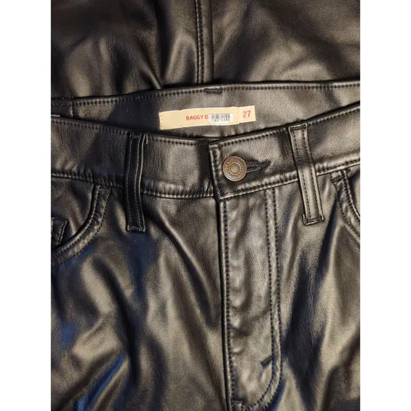 RTR Levi's Black Faux Leather Baggy Straight Pants Size 27 4 Solid black - Image 6