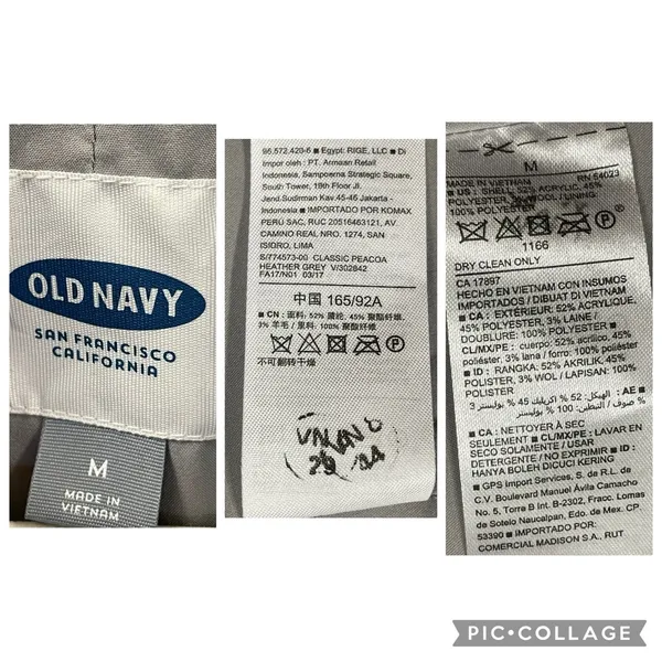 Old Navy‎ Womens M Peacoat Wool Blend Gray Winter Coat Jacket Double Breasted - Image 8