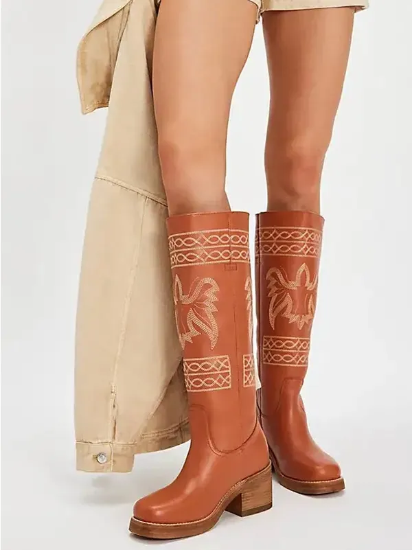 Free People x Dingo Avalon Embroidered Western Boots Russet Size 7.5 - Image 3