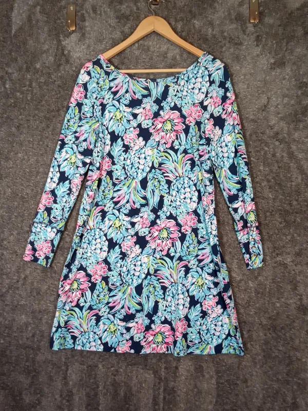 Lilly Pulitzer Kaisley Dual Neck Dress High Tide Navy Pineapple Paradise Womens - Image 5