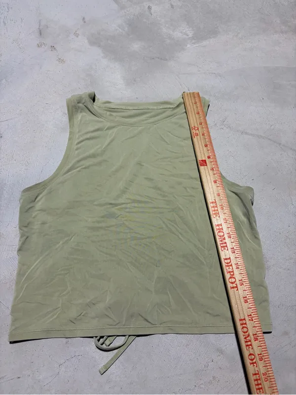 Lululemon Women’s Olive Green open-tie back Crop Tank Top - Image 6