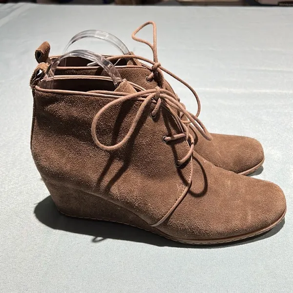 Franco Sarto Annabelle Tan Suede Lace Up Wedge Booties Women’s Size 8 B46‎ - Image 6