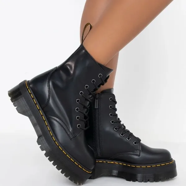 Dr. Martens Jadon Hi Polished Smooth Boots Leather Black 6 Platform Grunge Edgy - Image 15