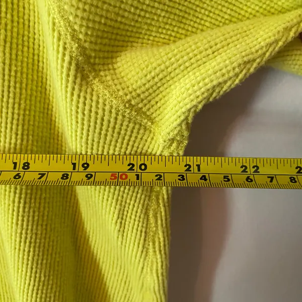We The Free Chartreuse Waffle Knit Long Sleeve Shirt Boho Cotton Women's Small - Image 6