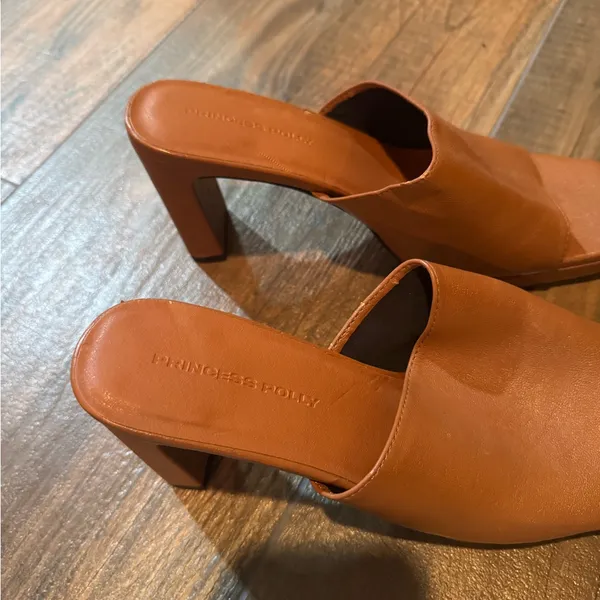 Princess Polly Brown Leather Heels - Image 3