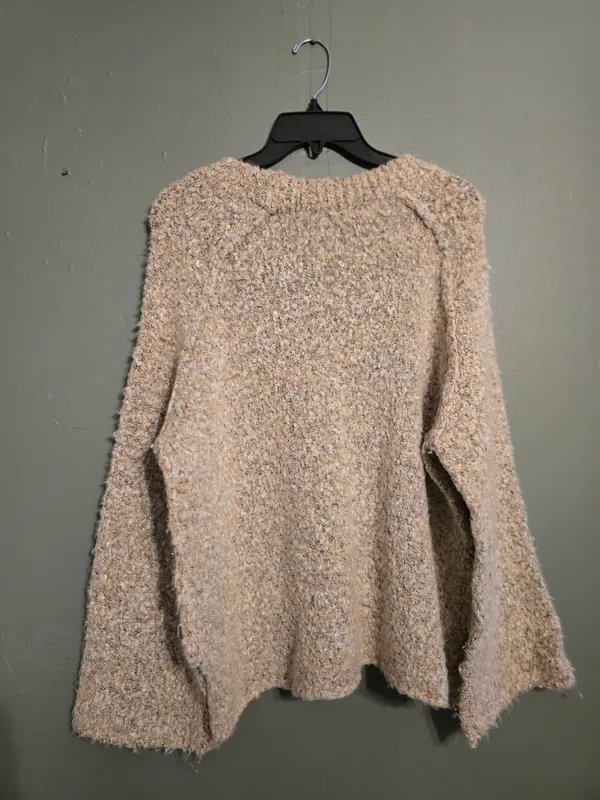 Free People Speckled Cream Bouclé Crewneck Sweater XS oversized - Image 4