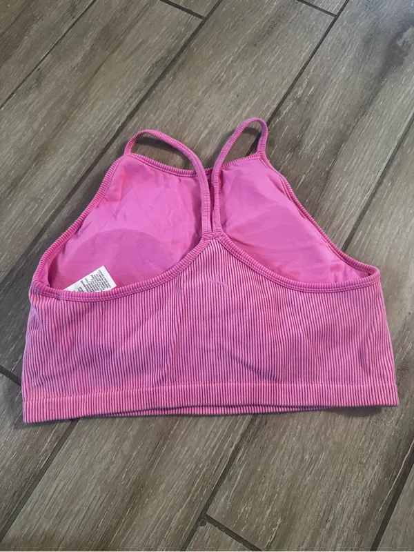 JoyLab Ribbed High-Neck Sports Bralette in Pink - Image 3